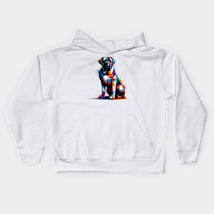 Bold and Powerful Mastiff in Splash Art Style Kids Hoodie